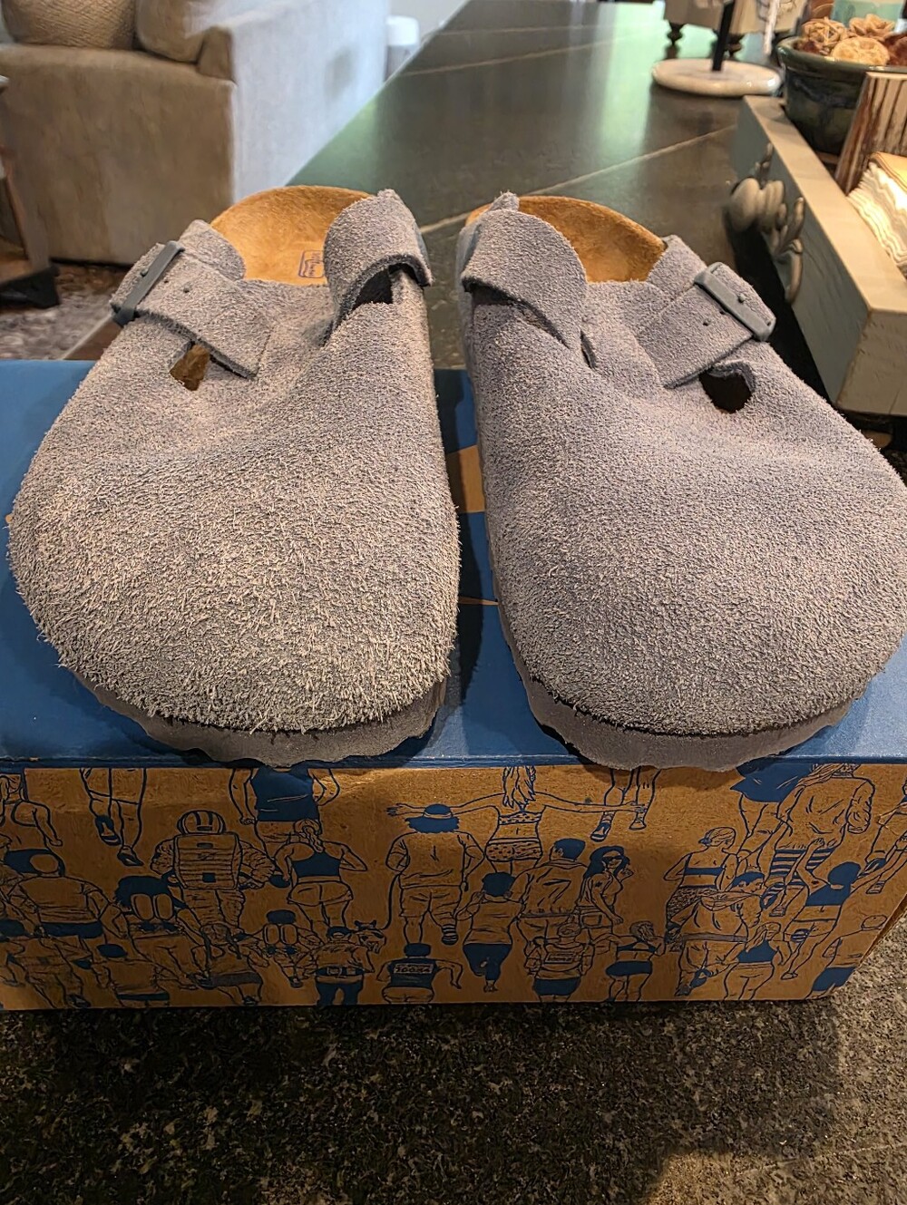Birkenstock Suede Boston Clog Soft Footbed Women's Size 38 US 7 / 7.5 Light Blue - Picture 6 of 8